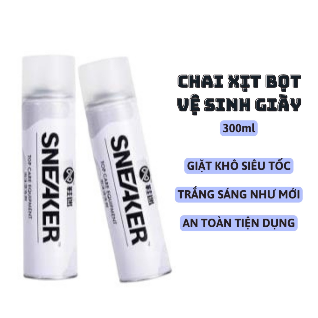 Bình Xịt Vệ Sinh Giày, Bình Xịt Bọt Tuyết Giặt Khô Giày, Dung Dịch Vệ Sinh Giày, Vệ Sinh Giày Dép Sneaker Cao Cấp