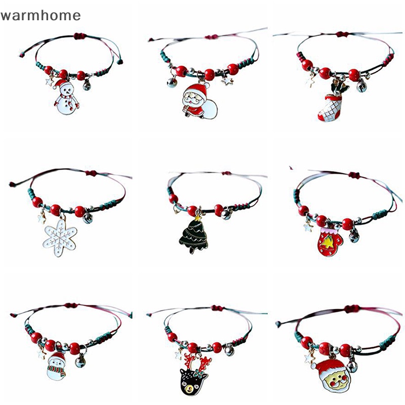 Vòng Đeo Tay Dây Bện Mặt Ông Già Noel / Quả Chuông Giáng Sinh Thích Hợp Làm Quà Tặng Cho Cặp Đôi rft