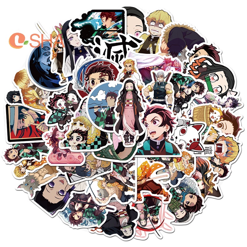 Bộ 50 Miếng Dán Chống Thấm Nước Họa Tiết anime Dùng Trang Trí Ván Trượt / laptop / Hành Lý Mới