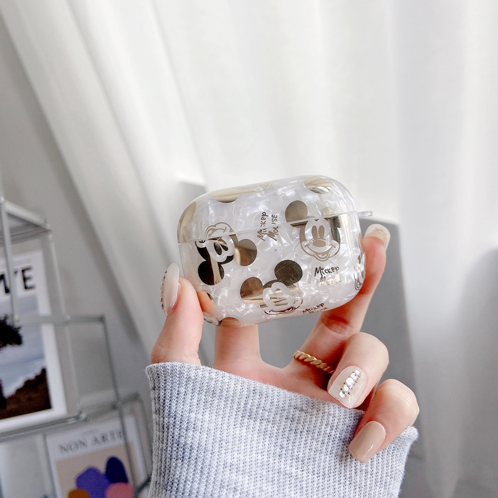 DISNEY Dễ Thương Vỏ Bảo Vệ Hộp Sạc Tai nghe không dây airpods pro gen 2 1 2 3 pro Hình Chuột mickey minnie Lấp Lánh