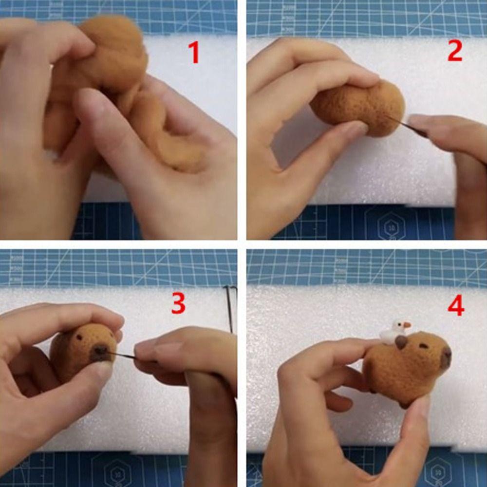 WUWOWU Đồ Chơi Cá Xám Nhồi Bông chubby capybara Bằng Len Thủ Công Dễ Thương Trang Trí Bàn Làm Việc