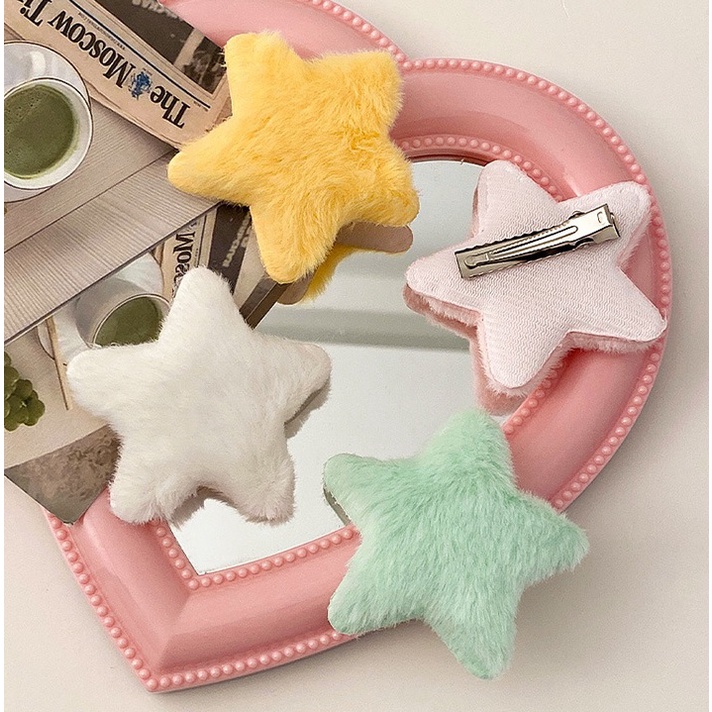 Kẹp tóc mái ngôi sao vải lông mịn màu sắc dành cho nữ xinh xắn giá rẻ K133