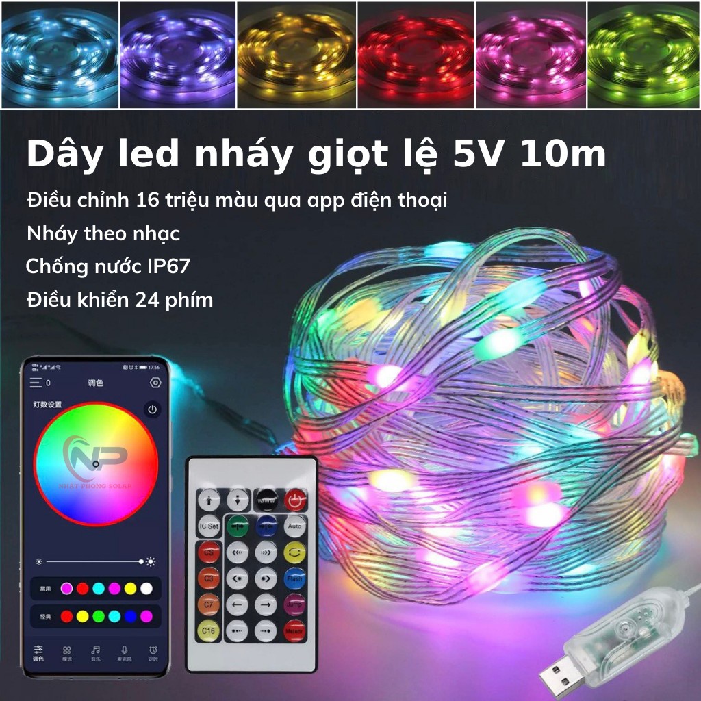 QASTORE Đèn Led RGB 10M Chống Nước 16 Triệu Màu Điều Khiển Bằng Điện Thoại, Cảm Biến Theo Nhạc, Siêu bền bỉ