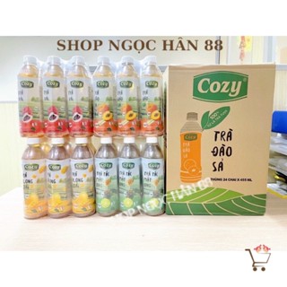 Thùng 24 chai trà hoa quả cozy Chai 455ml Đào/Vải/Ô Long xoài/Tắc mật ong