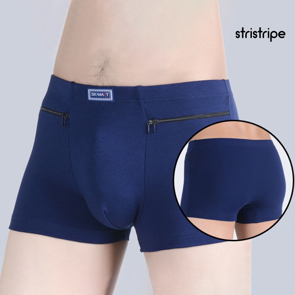 Quần Lót Chữ u Màu Trơn Có Túi Khóa Kéo Chống Trộm Cho Nam