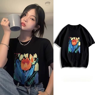 Áo thun nữ form rộng Guguno cotton cổ tròn in basic