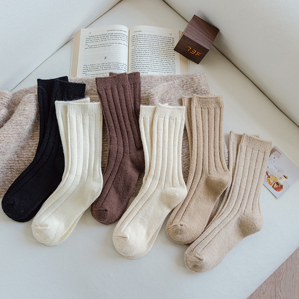 Đôi Tất Chân Len Dày Màu Trơn Thời Trang vintage