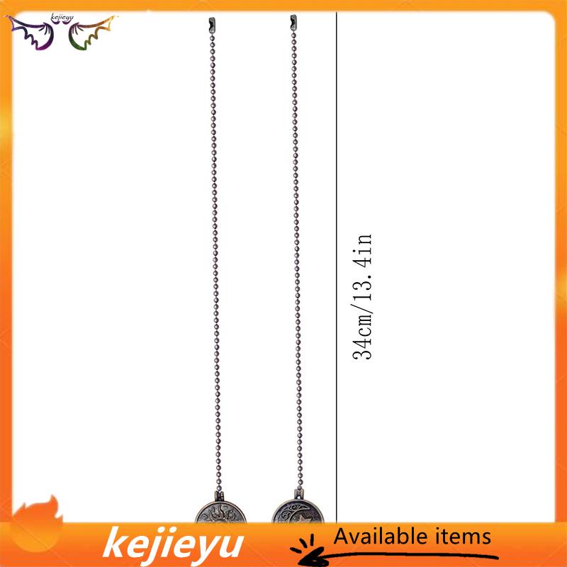 Bộ 2 Dây Kéo Quạt Trần Dạng Chuỗi Hạt Tròn Họa Tiết Mặt Trời Và Mặt Trăng Bằng Đồng