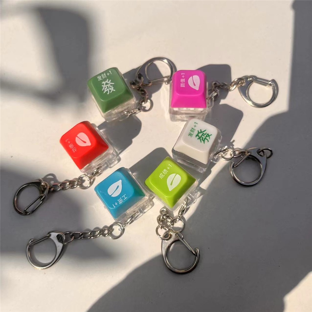 Bằng khen +1 Vòng cổ móc khóa giải nén Muyu Đèn LED Nút bấm đầu ngón tay Bàn phím cơ Nắp phím Mặt dây chuyền Antistress Đồ chơi flash12_vn