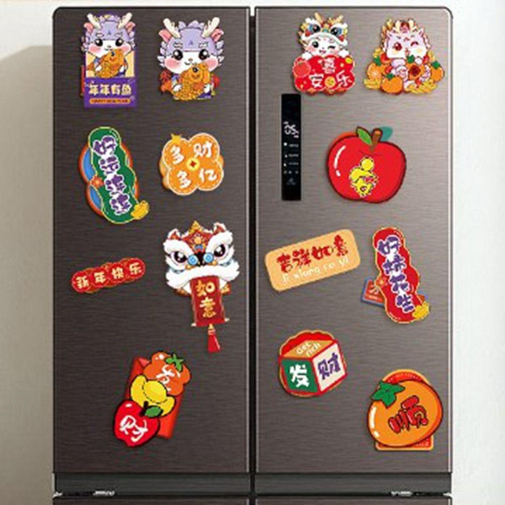 Kenton set 6 Sticker Dán Tủ Lạnh Trang Trí Hình Rồng Năm Mới Không Để Lại Dấu Vết