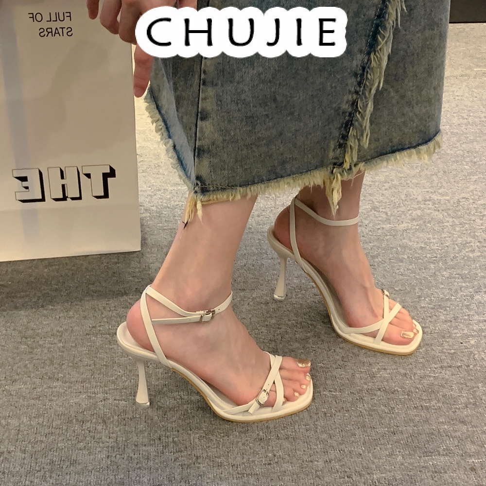 CHUJIE giày cao gót Sandal Cao Gót Hở Ngón Thiết Kế Mới Thời Trang Dành Cho Năm 2023 27Z23062706