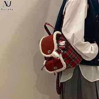 Nucelle Ba Lô Lông Nhung Phong Cách retro Mỹ Dành Cho Nữ