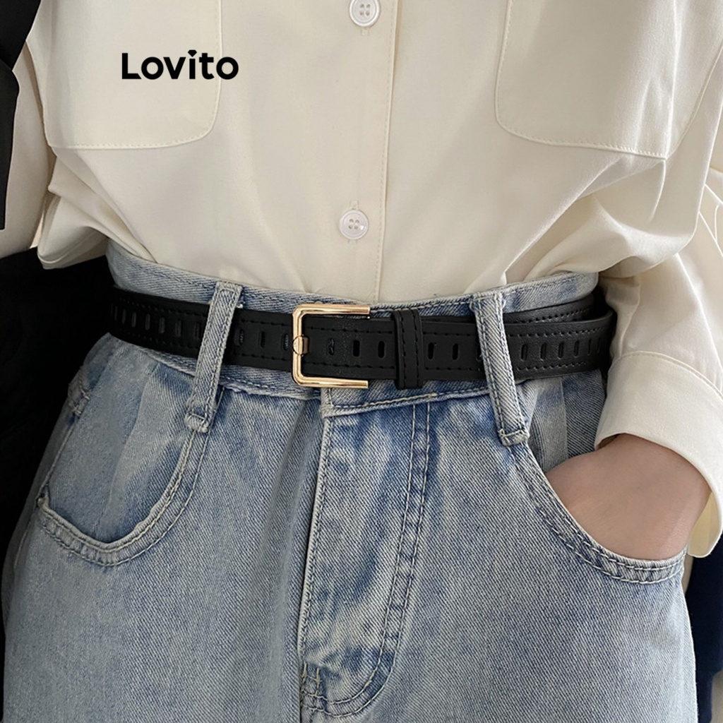 Thắt lưng Lovito màu trơn cơ bản phong cách thường ngày thời trang cho nữ L60AD098