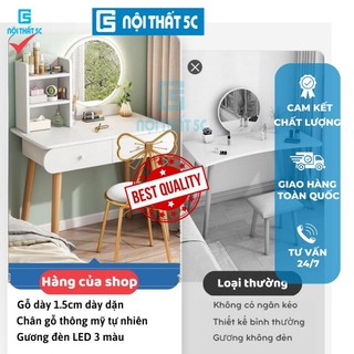 Bàn trang điểm Nội Thất 5C phong cách Bắc Âu tích hợp đèn LED cảm ứng thông minh, chất liệu gỗ cao cấp, bền bỉ