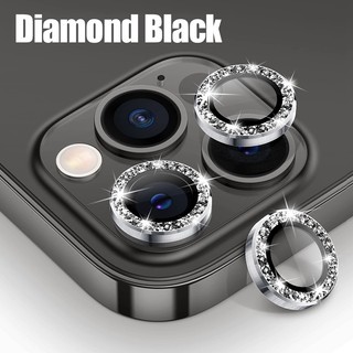 Nhấp nháy kim cương bảo vệ ống kính máy ảnh tương thích với iphone 15 14 13 12 11 pro max plus màu titan vòng kim loại ống kính máy ảnh kính cường lực