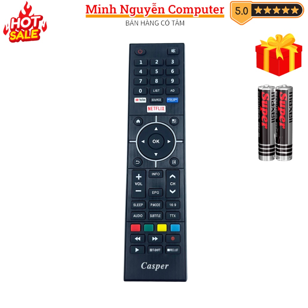 Remote điều khiển tivi Casper Mã 03 SMART, điều khiển TV Casper NETFLIX - Tặng kèm pin - Minh Nguyễn