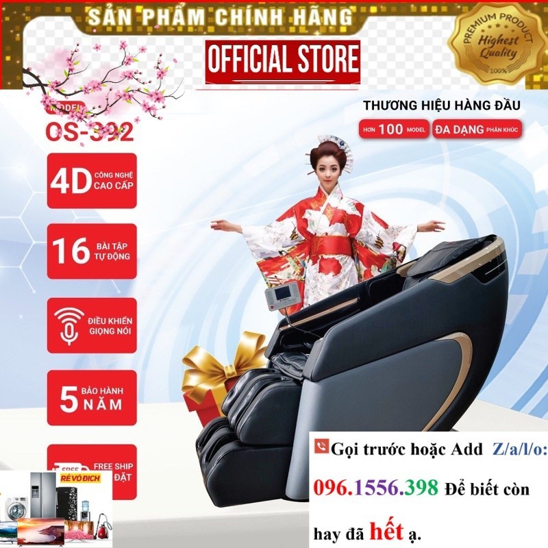 ~P&amp;G Ghế massage Okinawa Os-329 4D, nâng cấp 6 bi di chuyển bằng silicon mềm -