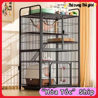 [To và Nặng]chuồng mèo đen trắng Chuồng 2/3/4 tầng Lớn Trong Nhà Chuồng Chó Biệt Thự Mèo Nền Tảng Lớn Nhà Cho Mèo Lồng