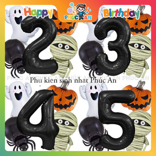Bóng phao số 40cm đen mừng sinh nhật hpbd