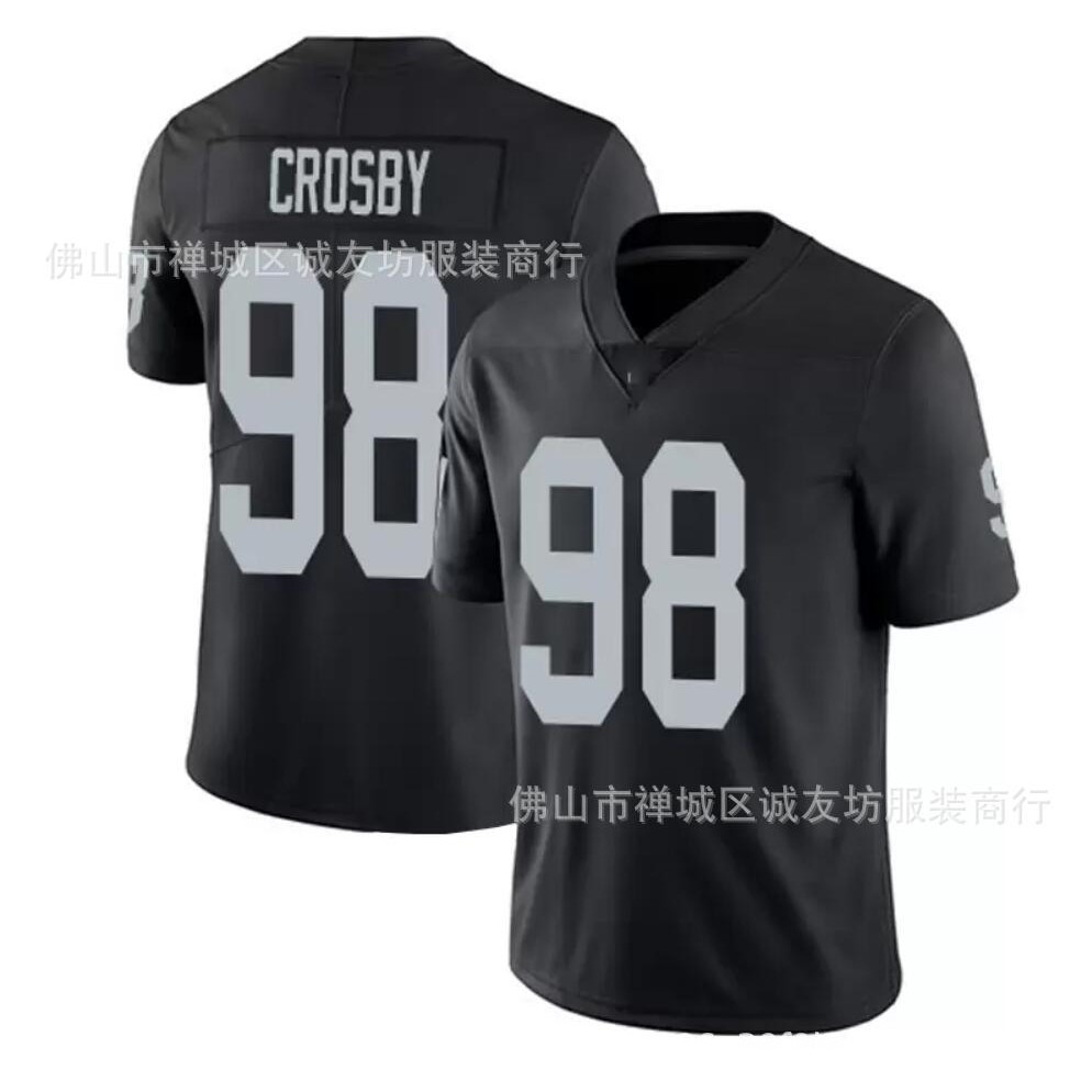 Giao hàng trong ngày NFL Rugby Jersey Jersey Raiders 98 Black Raiders Maxx Crosby Jersey