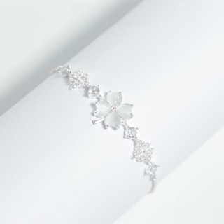 Vòng tay nữ đá mắt mèo bốn lá cỏ ba lá dây rút vòng tay cỏ ba lá may mắn