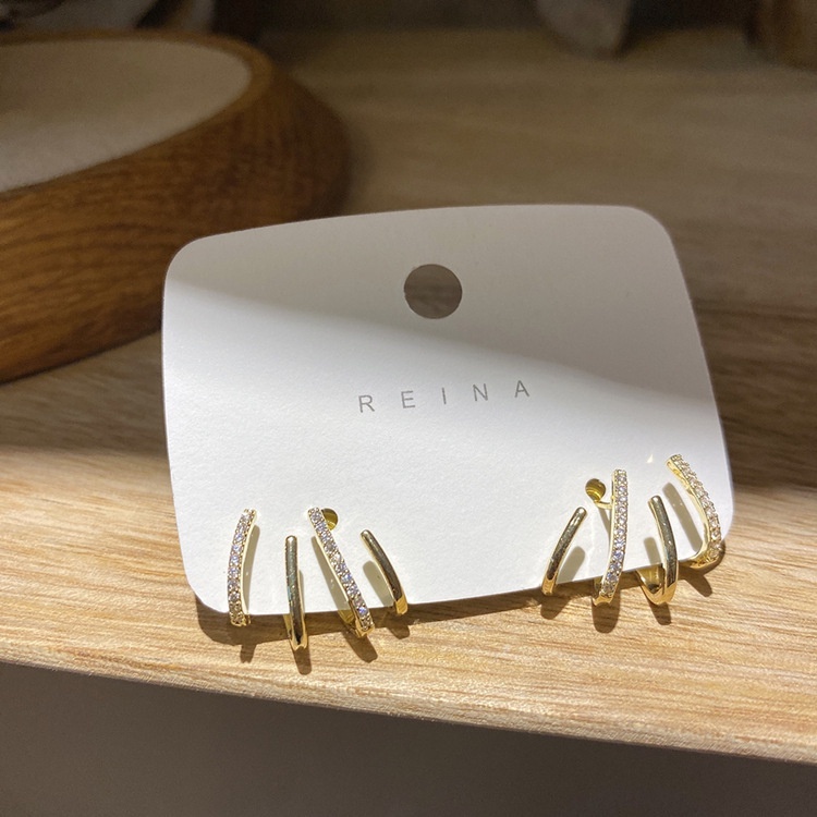 Khuyên Tai Đính Kim Cương Phong Cách Hàn Quốc Thanh Lịch Dành Cho Nữ