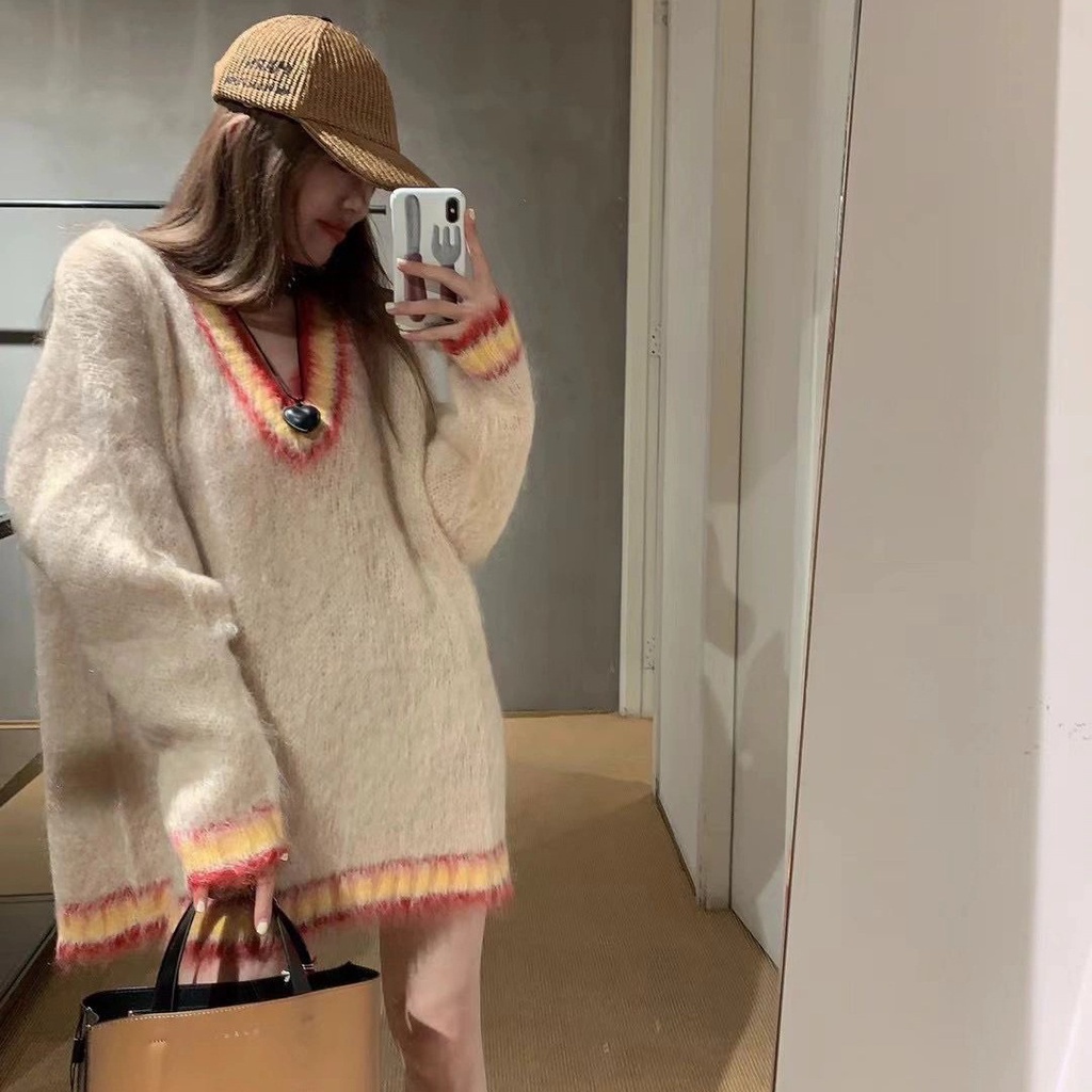 Áo Len Tay Dài Cổ Chữ v Màu Sắc Thời Trang Thu Đông Cho Nữ áo sweater áo khoác cardigan