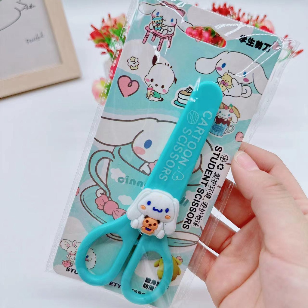 Sanrio Kéo Cắt Giấy Thủ Công Bằng Silicon Họa Tiết Hoạt Hình kuromi melody xiaobai Dễ Thương Cho Bé diy