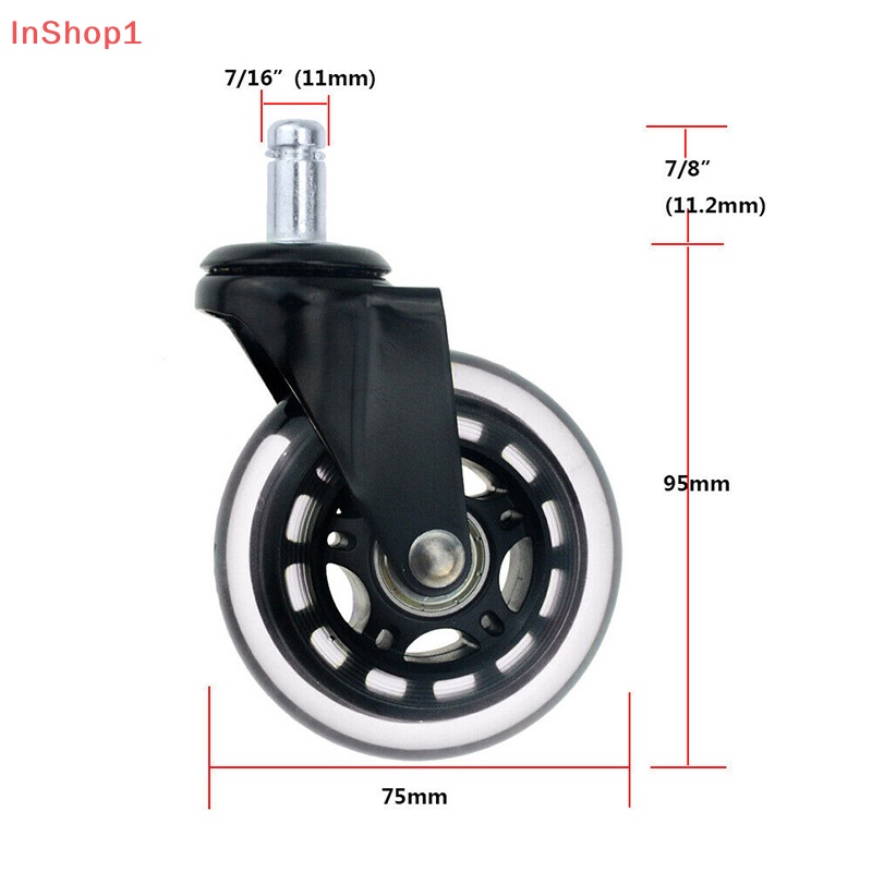 1 Bánh Xe Cao Su Xoay 3 inch Mẫu mới Cho Ghế Văn Phòng