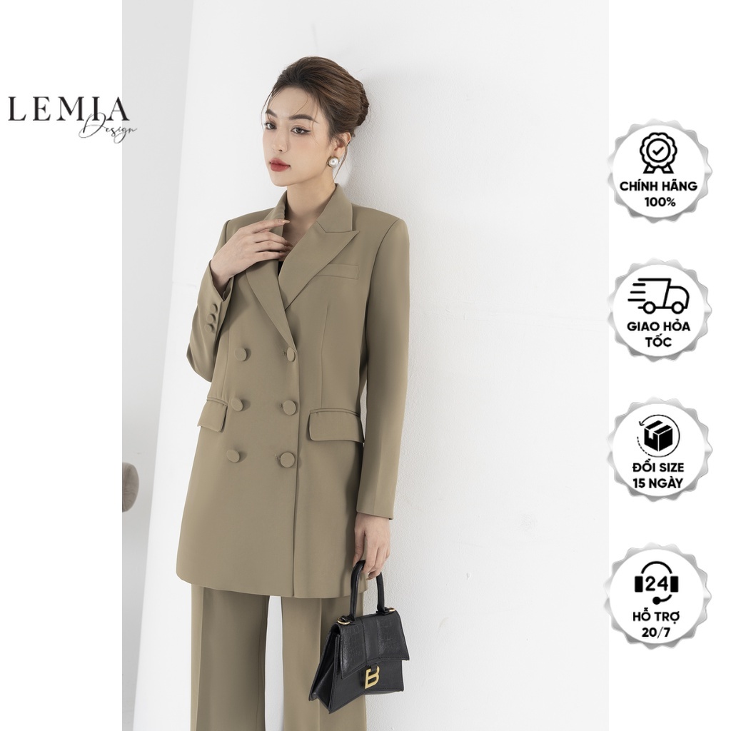 Áo Vest Nữ 2 Hàng Cúc Cài Trước Dáng Dài Cổ 2 Ve Thời Trang Công Sở Thanh Lịch Sang Trọng By LEMIA Design - 22AV040
