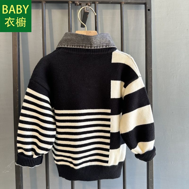 Áo sweater Giả Hai Lớp Dày Dặn Thời Trang Thu Đông 2023 Cho Bé