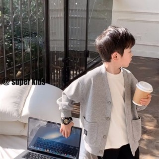SUPER KIDS đồ bé trai Áo Khoác cardigan Màu Đen Phong Cách Hàn Quốc Cho Bé Trai quần áo trẻ em