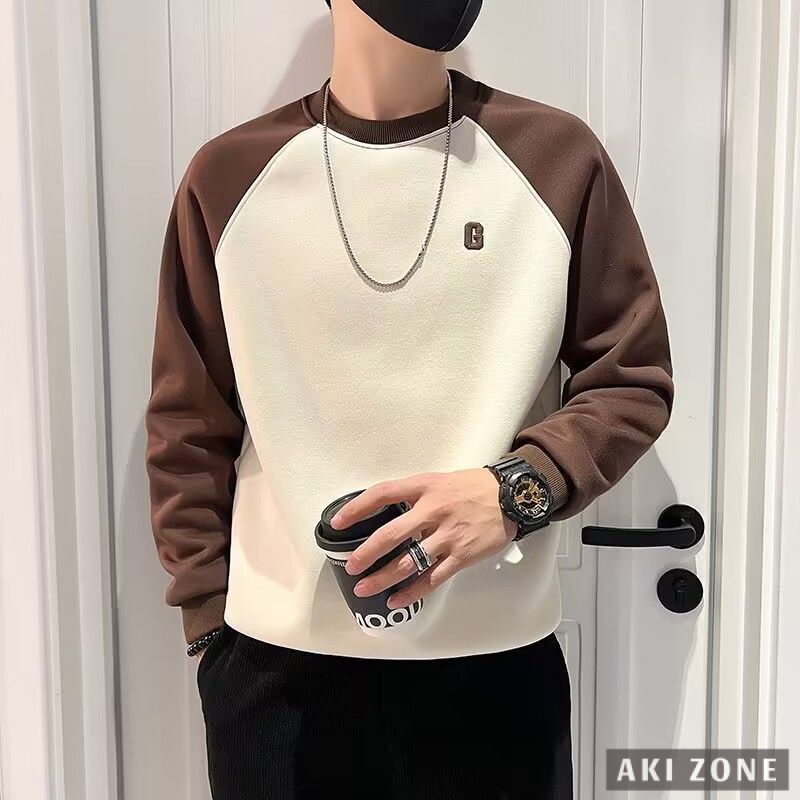 Áo Thun sweater Tay Dài Phối Màu Tương Phản Thời Trang Xuân Thu 2023 Cho Nam
