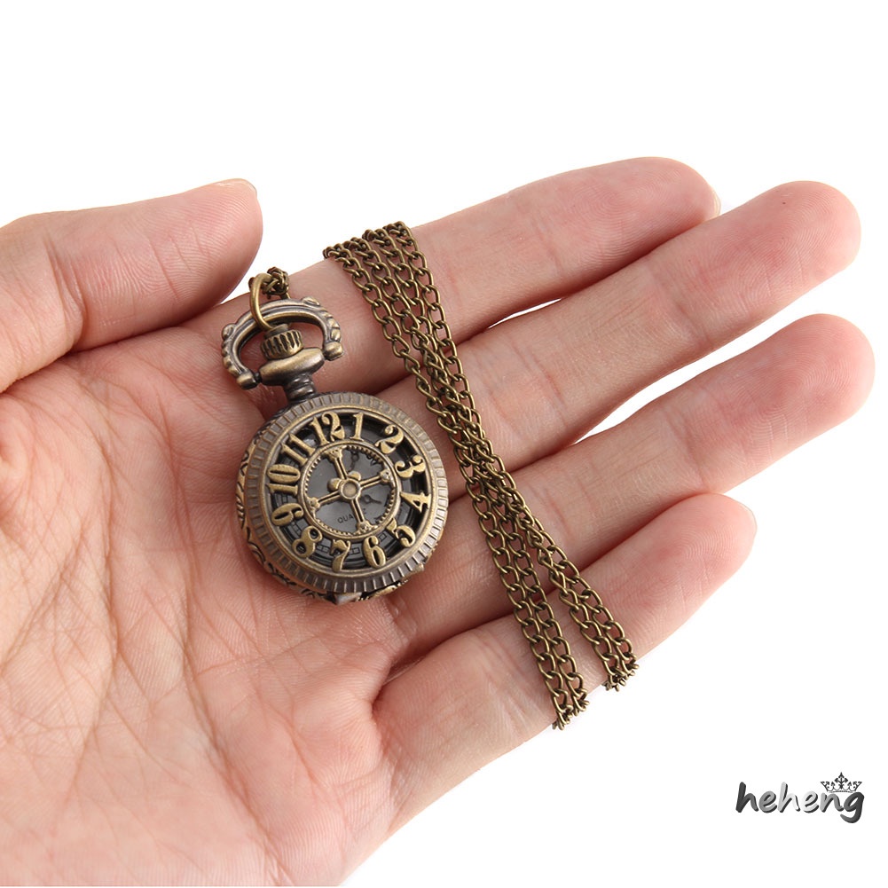 Đồng Hồ Bỏ Túi Dây Xích Mặt Số Rỗng Màu Đồng Phong Cách vintage Cho Nữ