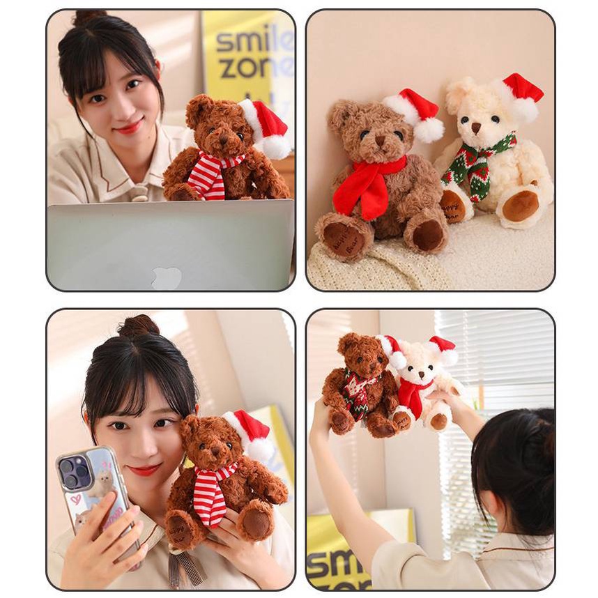 Gấu Bông teddy Với Khăn Choàng Và Mũ Ông Già Noel Dễ Thương Cho Bé Gái
