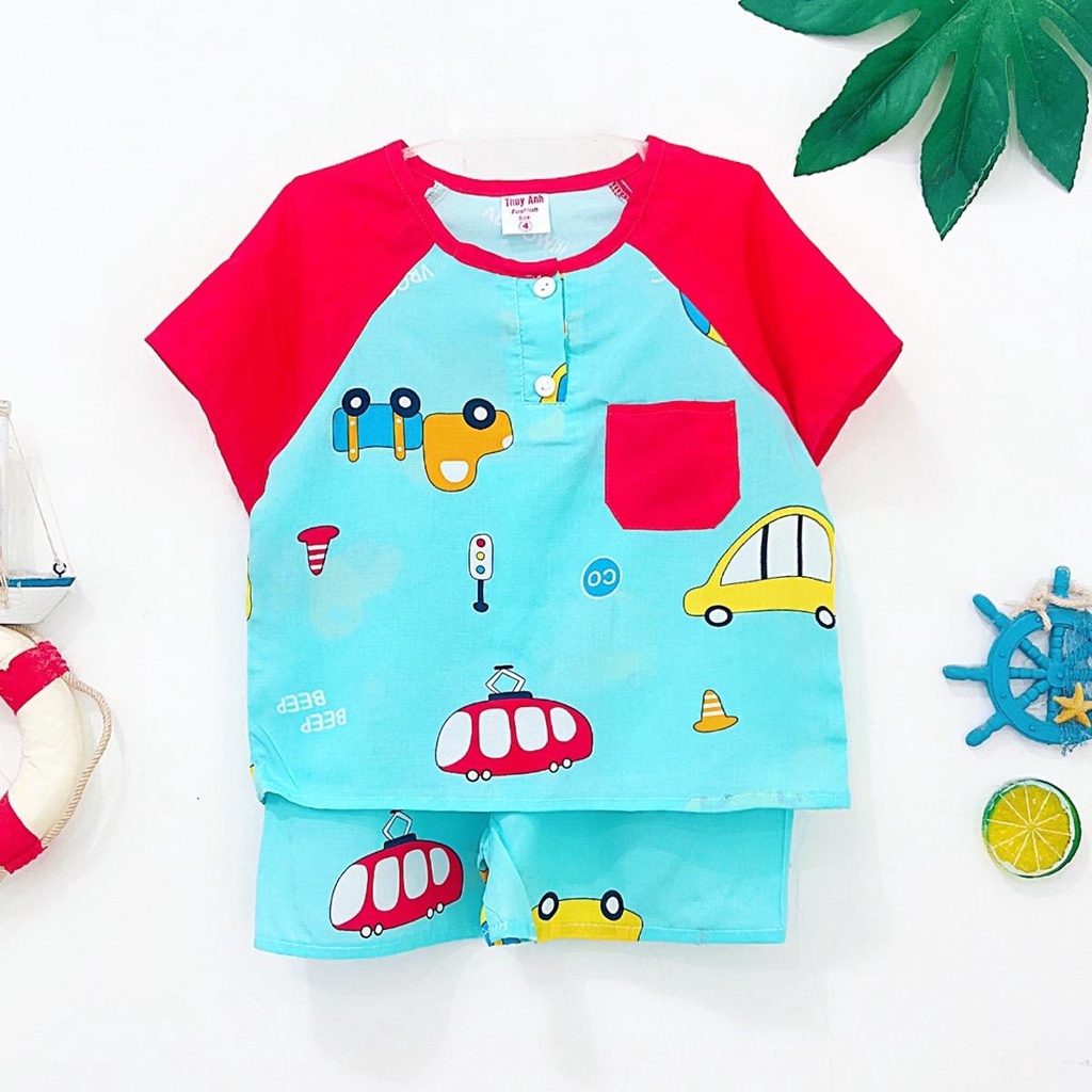 TOLEXINH  Bộ tay ngắn quần đùi phối màu bé trai - vải loại 1