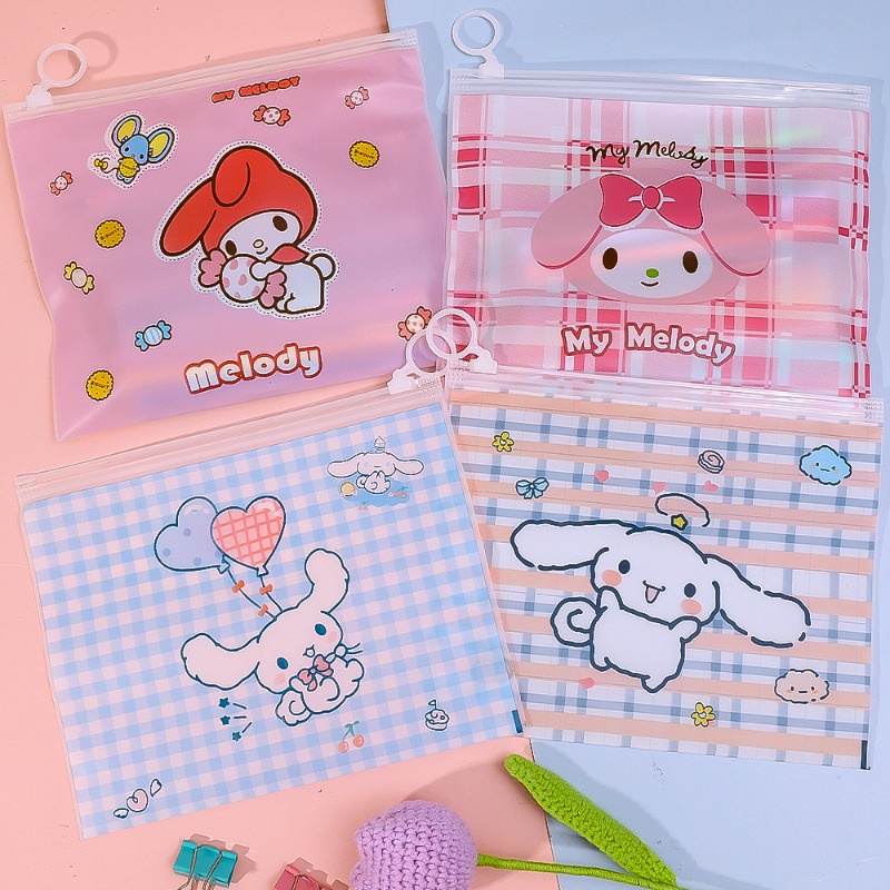 Kawaii sanrio Túi Đựng Bút Dạng Cuộn Trong Suốt Chống Thấm Nước Họa Tiết melody melody Dễ Thương