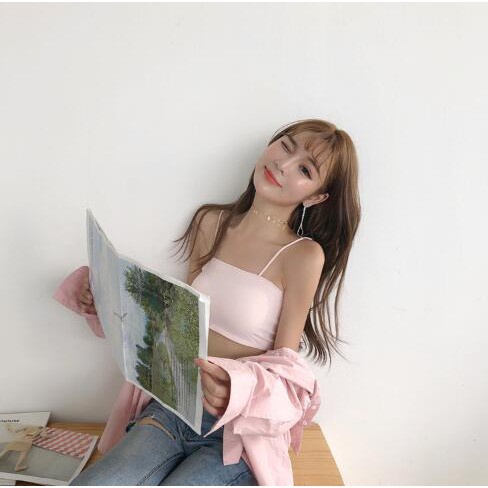 Yuyureal Áo Bra Đúc Su Trơn Quây 2 Dây