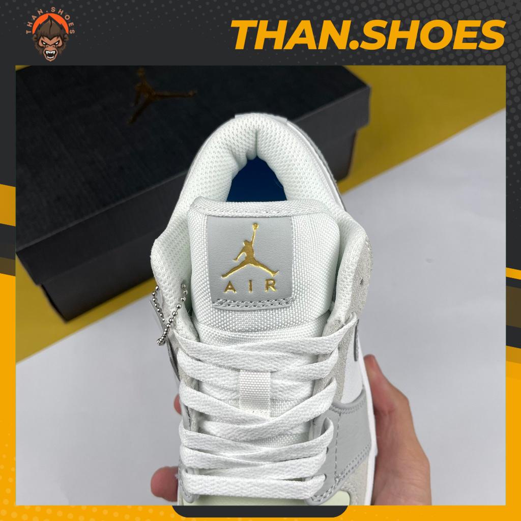 Giày JD1 Low Paris, JD1 Thấp Trắng Xám Gót Xanh - Than.Shoes