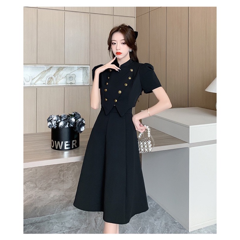Set Dạ Áo Dạ Khuy Mix Chân Váy Dáng Dài Hàng 2 Lớp 2 Màu Kèm Ảnh Thật Erashop