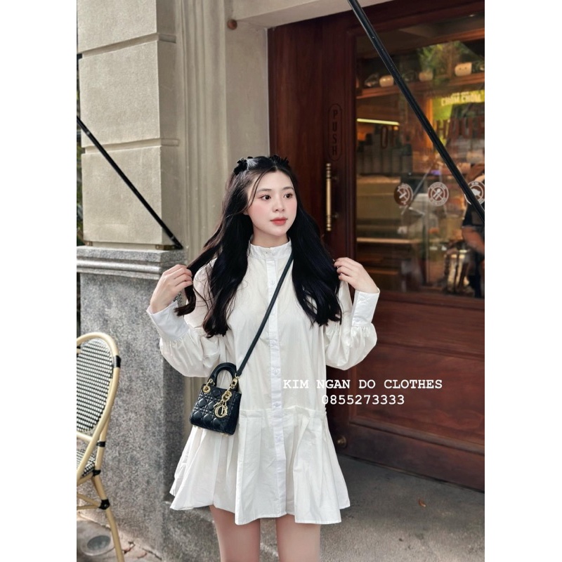 Váy Sơmi Thô Cổ Tàu Xếp Ly Dáng Babydoll Kèm Ảnh Thật Và Video Erashop