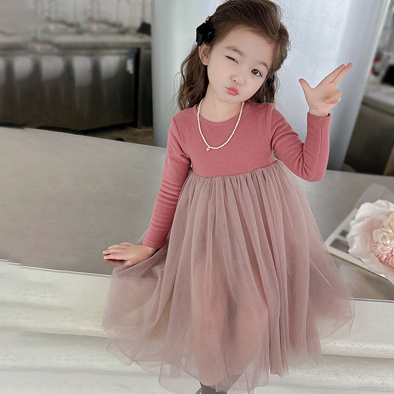 Đầm Công Chúa Dài Tay Thời Trang Xuân Thu Dành Cho Bé Gái