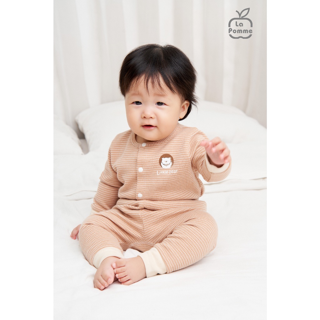 Bộ Dài Tay La Pomme Cúc Giữa Caro Bear