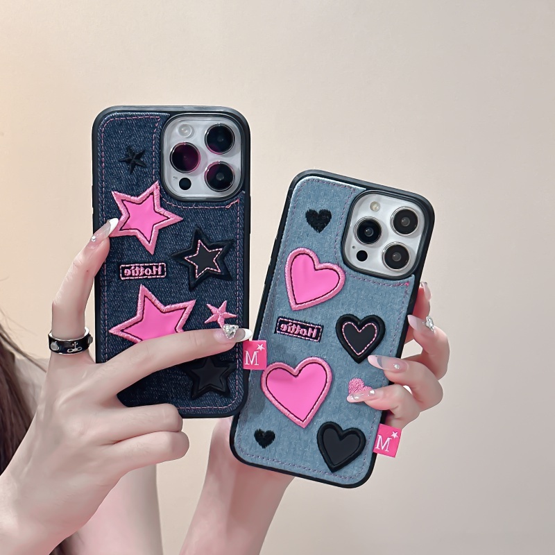 Ốp Điện Thoại denim Thêu Ngôi Sao Cho iphone 11 12 13 14 15 12pro 12promax 13pro 13promax 14pro 14promax 15pro 15promax iphone 15