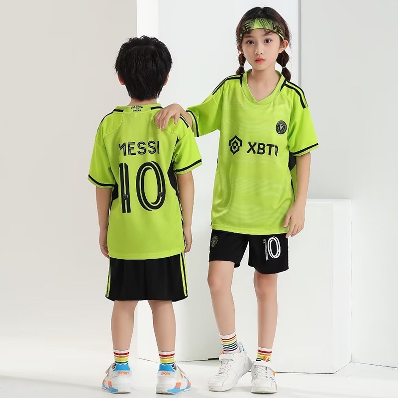 Bộ Đồng Phục Bóng Đá inter miami messi jersey 2024 Màu Xanh Lá Mới Cho Bé Trai Và Bé Gái