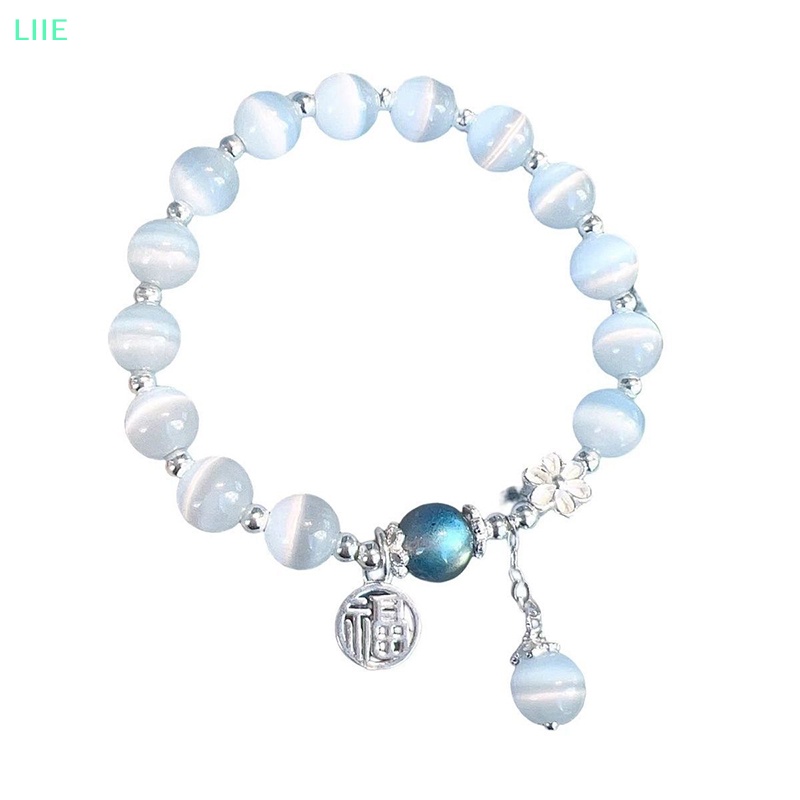 Vòng Tay Chuỗi Hạt Đá Mắt Mèo Giả Pha Lê Nhẹ Co Giãn Thời Trang Đơn Giản Dành Cho Nữ