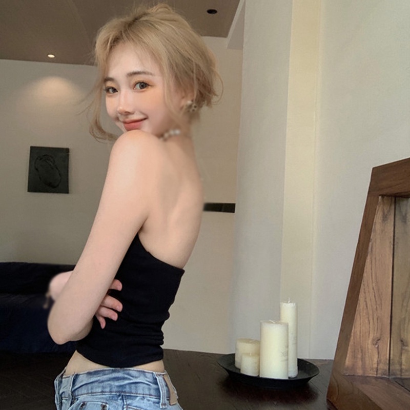 Áo Hai Dây Màu Trơn Phong Cách Hàn Quốc Quyến Rũ Cho Nữ