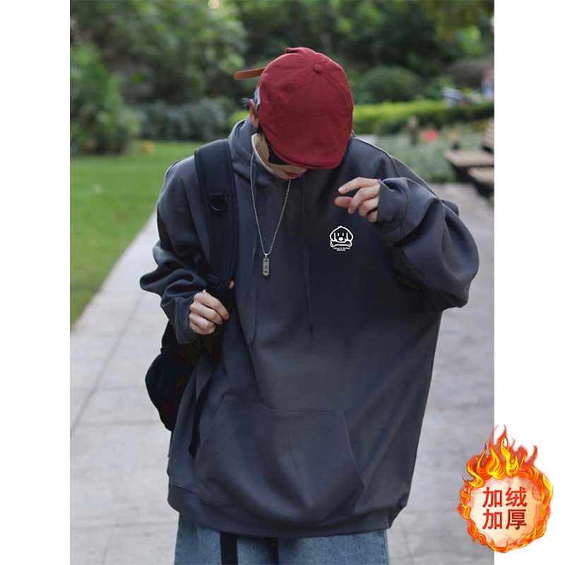Áo Khoác Hoodie Nỉ Ngoại Cỡ Màu Đỏ Tía Phong Cách Đường Phố Mỹ Thời Trang Thu Đông Cho Nam