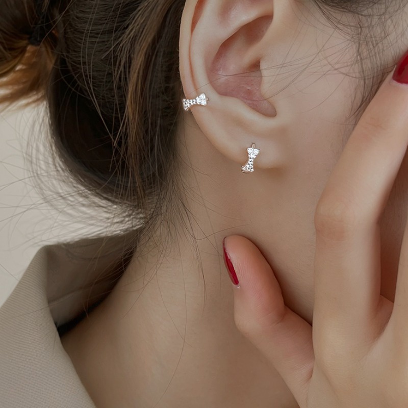 Bông Tai Mạ Bạc 925 Hình Tròn Đính Đá Thời Trang Dành Cho Nữ