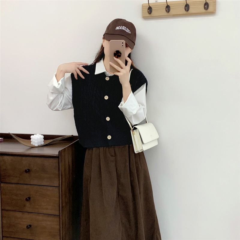 Banfamy Áo Khoác cardigan Dệt Kim Không Tay Phong Cách Hàn Quốc Thời Trang Thu Đông Dành Cho Nữ